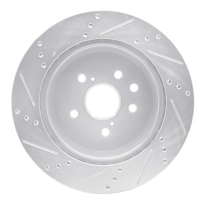 Lexus IS250 Brake Rotor (1) - Rear Right - R1 Concepts - Drilled & Slotted - Silver - `06-`20